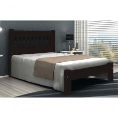 Imagem de Cama Queen Size Lisboa de Madeira Maciça Angelim Pedra Tauari Tabaco