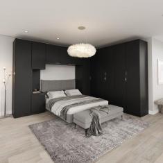 Imagem de Guarda Roupa Modulado De Casal 12 Portas 6 Peças 1 Mesa De Cabeceira H