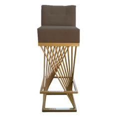 Imagem de Banqueta Luma Base De Ferro Sued Marrom Rato - D'classe Decor