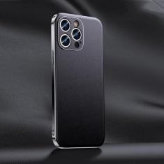 Imagem de Capa de telefone de couro para iphone 14 12 11 13 15 pro max 15pro 14pro chapeamento capa traseira de proteção de lente completa, preto (a006), para iphone 15 pro