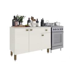 Imagem de Armário de Cozinha Balcão Modulado 3 Portas 1 Gaveta Branco - RosaFor