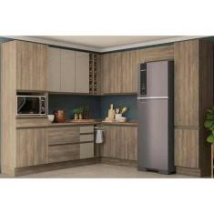 Imagem de Cozinha Modulada Completa Maxxi 15 Peças (4Aéreos+3Balcões+2Paneleiros+6Complementos) C15P17 Nogal - Kappesberg