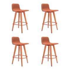 Imagem de Kit 4 Banquetas Baixa Linea Aço Cobre Assento Terracota