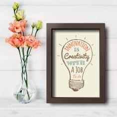 Imagem de Quadro Decorativo Frase Criatividade 22x32cm Moldura Marrom