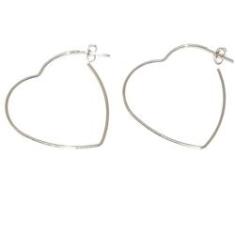 Imagem de Brinco de Argola Coração Folheado A Metálico