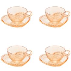 Imagem de Jogo xícaras de chá em cristal Wolff Pearl 180ml 4 peças âmbar