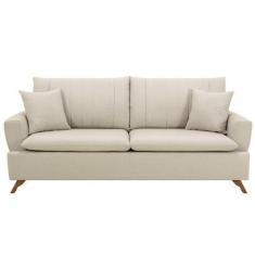 Imagem de Sofá 180cm 3 Lugares Com Almofadas Pés Curvos Veras Linho D05 Cru - Mp