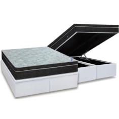 Imagem de Cama Box Baú Queen: Colchão Molas Bonnel Ortobom Nanolastic Light + Base Crc Courano White(158X198)