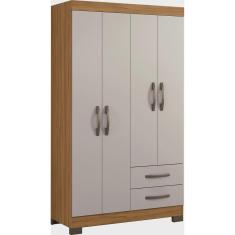 Imagem de Guarda-Roupa 4 Portas nt 5005 Freijó com Off White - Notável