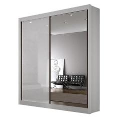 Imagem de Guarda Roupa 2 Portas Com Espelho São Paulo Gold Branco - Leifer Móveis
