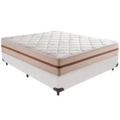 Imagem de Cama Box Branco E Colchão Classic 22 Cm Molas Ensacadas Casal Anjos