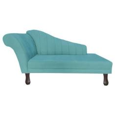 Imagem de Recamier Divã Para Sala Cecilia Pés Retro Tabaco 1.60cm Veludo Azul Tu