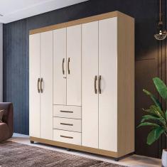 Imagem de Guarda Roupa Casal 6 Portas Antônio Nature Off White