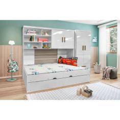 Imagem de Jogo de Quarto para Adolescente Chiara 4 Peças - Roupeiro 2 portas, Módulo Aéreo e Cama com Auxiliar - Phoenix Baby