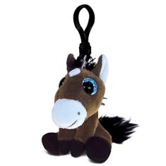 Imagem de DolliBu Cavalo de pelúcia grandes olhos chaveiro de pelúcia animal - Soft Farm Animal Charm com brilhantes olhos grandes, celeiro decorativo pelúcia b