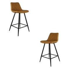 Imagem de Kit 2 Banquetas Decorativas Magé Pu Matelassê C/apoio Para Os Pés Base Em Aço Marrom G56 - Gran Belo