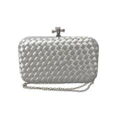 Imagem de Bolsa Clutch De Festa Cetim Trançada Prata Preta E Dourada - Nicbolsa,