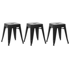 Imagem de Kit 3 Banquetas Baixas Iron Tolix 45 Cm Preto Preto