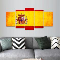 Imagem de Quadro Arte Bandeira da Espanha Mosaico 5 Peças
