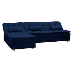 Imagem de Sofá Cama Reclinavel com Chaise Penélope  Marinho B 254 Matrix