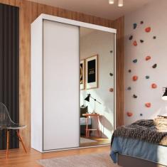 Imagem de Guarda Roupa Solteiro com Espelho 2 Portas de Correr Rc2204 Branco