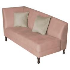 Imagem de Recamier Heitor 140cm com Almofada Lado Direito Suede Rosê/Bege