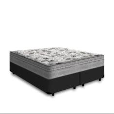Imagem de Cama Box King 193 Bipartido Tecido Sintético Preto Com Colchão de Molas Ensacadas Evolution - Probel - 72x128x188