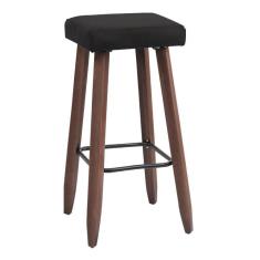 Imagem de Banqueta Alta Kiara Estofada Em Veludo Com Pés Em Madeira