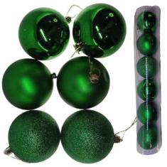 Imagem de Enfeite De Natal Bola Grande 10cm 06 Unidade Cor:Verde - Elite