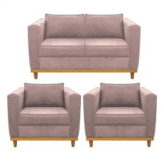 Imagem de Kit Sofá 2 Lugares E 2 Poltronas Europa Linho Doce Sonho Móveis