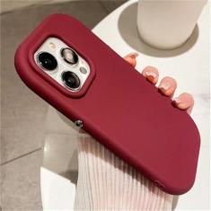 Imagem de Capa de telefone oval macia de silicone doce para iPhone 14 11 12 13 15 Pro Max XR XS X Capa de proteção à prova de choque, vinho tinto, para iPhone 13 Pro