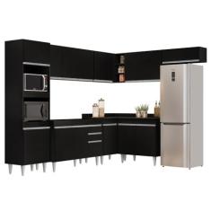 Imagem de Armário de Cozinha Modulada de Canto 8 Peças CP01 Balcão Preto - Lumil
