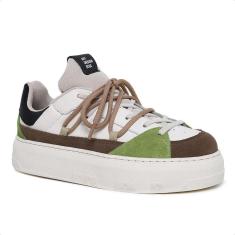 Imagem de Tênis Feminino Casual Merana Couro Off White Solado Plataforma GS129-Feminino
