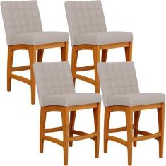 Imagem de Kit 04 Banquetas Baixa Para Cozinha Bancada Bar Sala Jantar Fixa Mila 