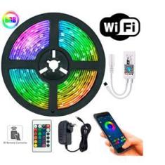 Imagem de Fita Rgb 5050 5m Wi-fi  Com Controle Remoto E Fonte