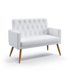 Imagem de Poltrona Namoradeira Decorativa Estofada Para Sala De Estar Nina Com Rodapé E Capitonê Couro Artificial  Aradecor