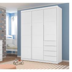 Imagem de Guarda Roupa Infantil Diamante 3 Portas 4 Gavetas 100% MDF Cor Branco - Phoenix Baby