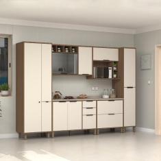 Imagem de Cozinha Modulada Completa 6 Peças Balcões Aéreos Vidro Reflecta Comtam