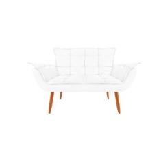 Imagem de Namoradeira Opala Decorativa 2 Lugares Suede Branco - Maitê Moda Casa
