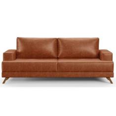 Imagem de Sofá 3 Lugares 180cm Living Pés Curvos Santi D05 Sintético Camel - Mpo