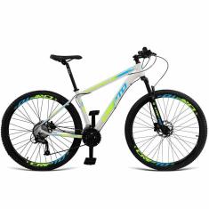 Imagem de Bicicleta Aro 29 18v Absolute Hidráulica Trava E K7 - Branco-verde E Azul - 15" Branco-verde E Azul