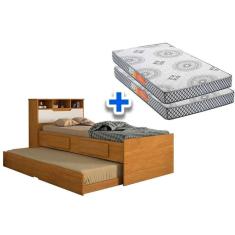 Imagem de Colchão Solteiro Pérola Polar (2un) + Bicama Ravena Cinamomo/Off White