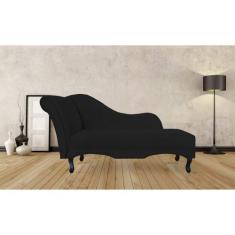 Imagem de Recamier Divã Namoradeira Olivia Suede Preta Vallisa Decor