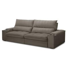 Imagem de Sofá Retrátil 4 Lugares Com Porta Copo 280cm Andes F05 Veludo Marrom -