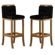 Imagem de Conjunto 02 Banquetas Alta em Madeira Maciça Londres Ccs Interiores Amendoa