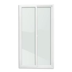 Imagem de Porta de PVC de Correr 210x200cm Com 2 Folhas e Vidro liso Temperado ITEC Brimak Branco
