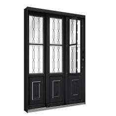 Imagem de Porta de Aço de Correr Lateral com Postigo e Grade Mosaico 3 Folhas 213x150cm Facilitá Lucasa Preto