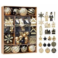 Imagem de FairyLee Enfeites de bola de Natal de 50 quilates para árvores de Natal, conjunto de enfeites decorativos para pendurar pequenas bolas à prova de estilhaçamento para decoração de festa de Natal,