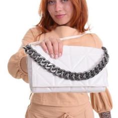 Imagem de Bolsa Feminina Transversal Maria Milão Bordada Corrente Off White-Feminino