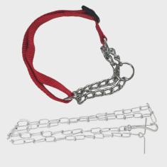 Imagem de Coleira Ajustavel Guia Aço Semi Enforcadora Kit Corrente Caes Cachorro Pet Rua Quintal Passeio Treinamento Adestramento